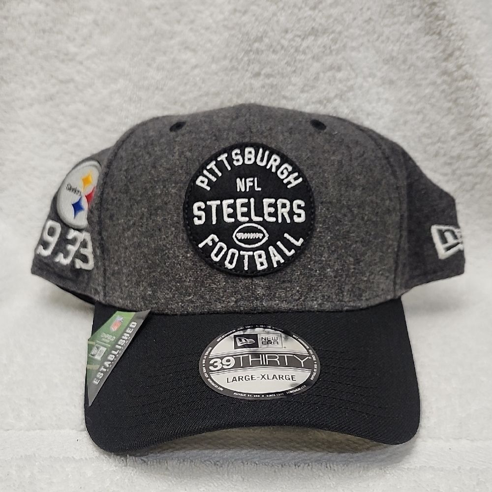 New Era 39Thirty Pittsburgh Steelers M/L & L/XL Stretchfit Hat - New